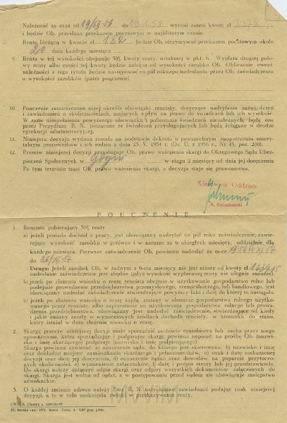 KKE 5605a.jpg - Dok. Pismo z Prezydium Wojewódzkiej Rady Narodowej w Olsztynie do Michała Katkowskiego dotyczące zarobków z renty inwalidzkiej, Olsztyn, 6 XI 1957 r.